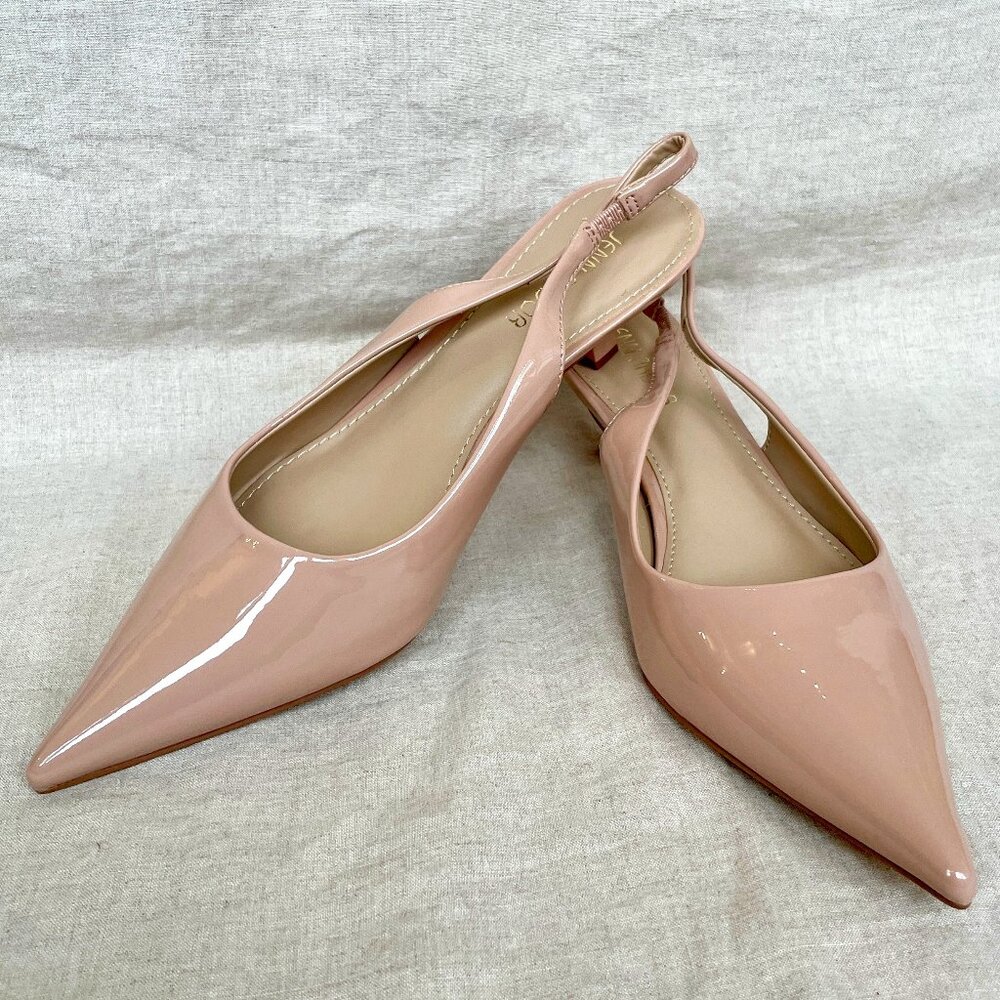 SOLD - Slingback Kitten Heels with Pointed Toe | Nude | Size 8